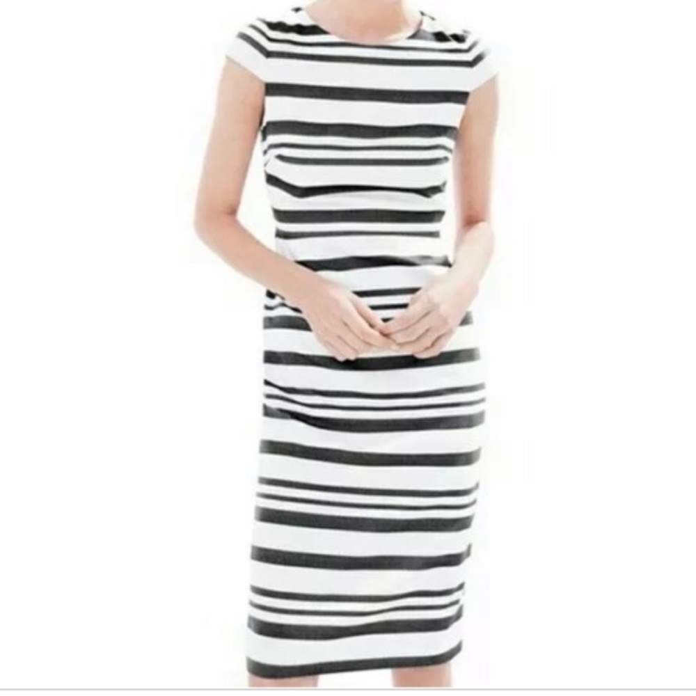 Jcrew double stripe cap sleeve dress